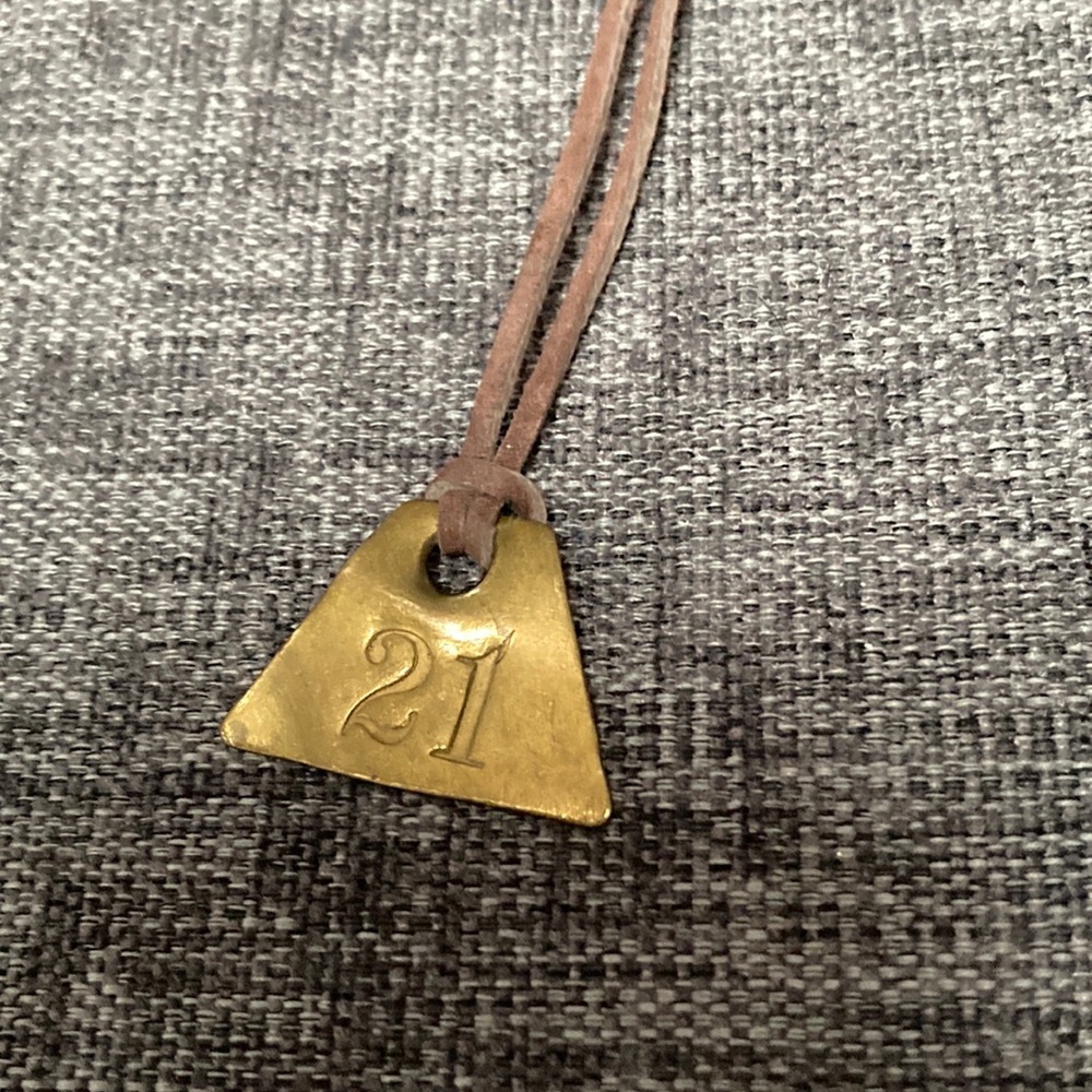 Brass Tag 21 Necklace